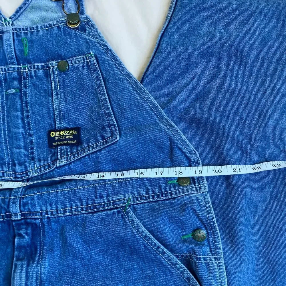 Oshkosh Mens Sz 38 Vintage Denim Carpenter Bib Overalls Vestback Med Wash